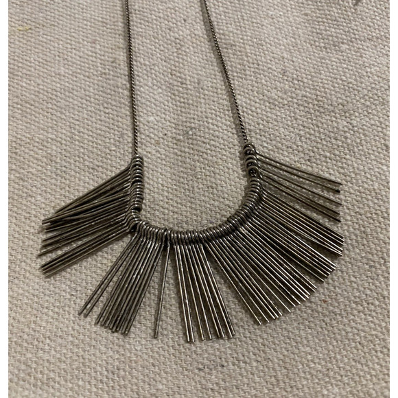 Vintage 70's Mid-Century Modern 16 inch Necklace Metal Dangles Choker Style - Picture 4 of 5